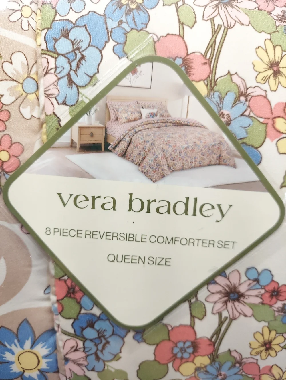 Vera Bradley Multicolor Floral Reversible Queen Comforter Set -8 pieces